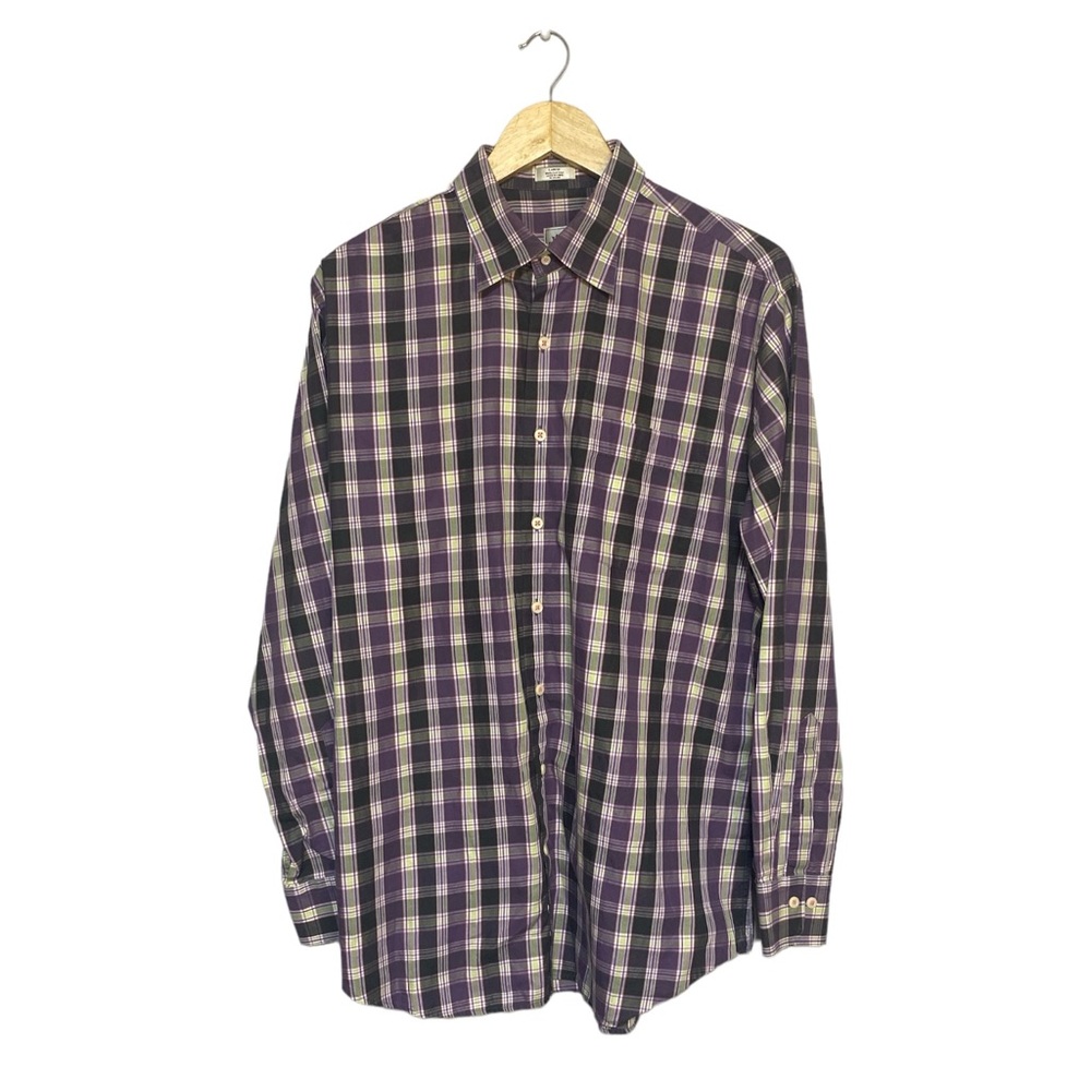 Peter Millar Crown Men’s Plaid Button Down Dress Shirt Purple Size Large